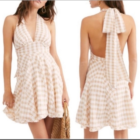 Free People Gingham Halter Dress - Picture 2 of 10